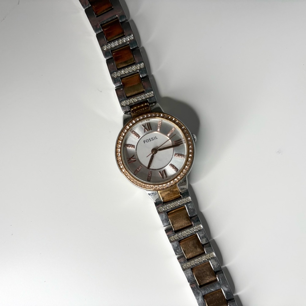 Fossil Womens Watch Silver Bronze Gemmed WR 5ATM ES3629